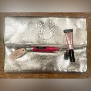 Victoria's Secret Angel Anniversary Silver Clutch Bag w/Lip Plumper & Lip Crayon